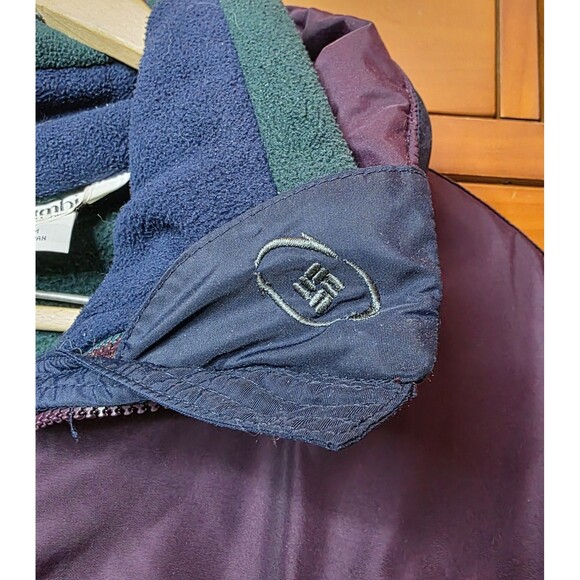 Vintage Columbia Long’s Peak Two Piece Coat Small Purple Green Fleece Lined Hood - Picture 4 of 16
